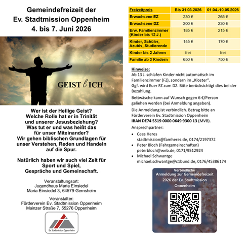 Anmeldung zur Gemeindefreizeit 2026