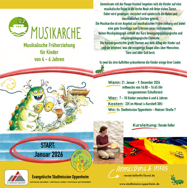 Musikarche - Musikalische Früherziehung für Kinder von 4-6 Jharen Start Januar 2026