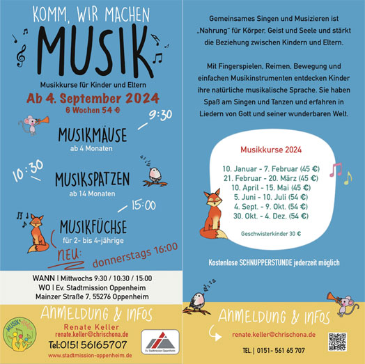 Musikkurse in der Ev. Stadtmission Oppenheim