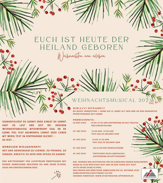 Weihnachtsmusical 2023 in der Ev. Stadtmission Oppenheim